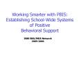 Working Smarter with PBIS: Establishing School-Wide Systems of Positive Behavioral Support PowerPoint PPT Presentation