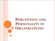 Perception and Personality in Organizations