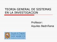 TEORIA GENERAL DE SISTEMAS EN LA INVESTIGACION