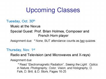 Upcoming Classes