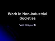 Work in Non-Industrial Societies