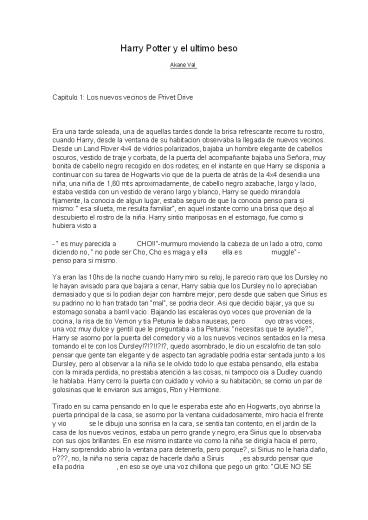 harry potter y el ultimo beso