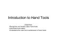Introduction to Hand Tools PowerPoint PPT Presentation