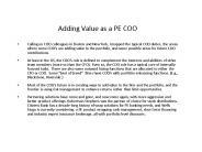 Adding Value as a PE COO