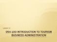 054 100 Introduction to Tourism Business Administration PowerPoint PPT Presentation