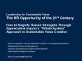 Leadership for Sustainable Value The HR Opportunity of the 21st Century How to Magnify Human Strengths Through Appreciative Inquiry PowerPoint PPT Presentation