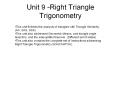 Unit 9 -Right Triangle Trigonometry PowerPoint PPT Presentation
