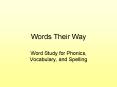 Words Their Way PowerPoint PPT Presentation
