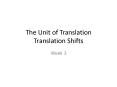 The Unit of Translation Translation Shifts PowerPoint PPT Presentation