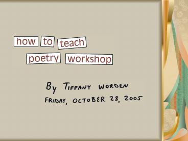 How to Teach Poetry Workshop