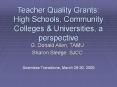 Teacher Quality Grants: High Schools, Community Colleges PowerPoint PPT Presentation