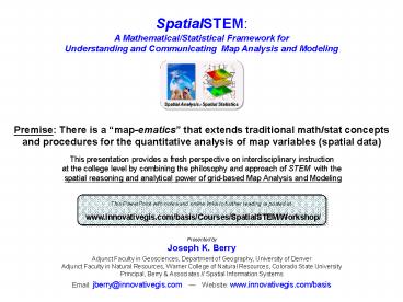 Presented by Joseph K. Berry