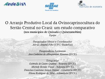 O Arranjo Produtivo Local da Ovinocaprinocultura do Sert