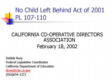 No Child Left Behind Act of 2001 PL 107-110 presentation | free to view