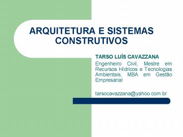 ARQUITETURA E SISTEMAS CONSTRUTIVOS