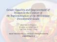 Gender Equality and Empowerment of Women in the Context of the Implementation of the Millennium Development Goals PowerPoint PPT Presentation