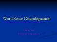 Word Sense Disambiguation PowerPoint PPT Presentation