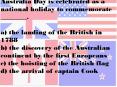 Australia Day is celebrated as a national holiday to commemorate ________. PowerPoint PPT Presentation