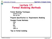 Lecture 17: Formal Modeling Methods