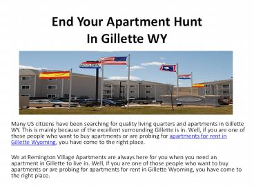 End Your Apartment Hunt In Gillette WY
