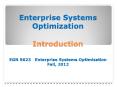 Enterprise Systems Optimization Introduction EGN 5623  Enterprise Systems Optimization Fall, 2012 PowerPoint PPT Presentation