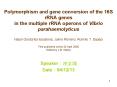 Polymorphism and gene conversion of the 16S rRNA genes in the multiple rRNA operons of Vibrio parahaemolyticus Narjol Gonza PowerPoint PPT Presentation