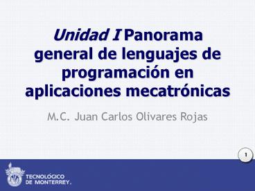 Unidad I Panorama general de lenguajes de programaci