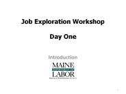 Job Exploration Workshop  Day One