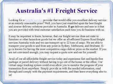 Courier Services Australia