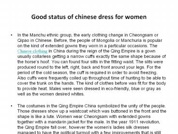 Good status of chinese dress for women
