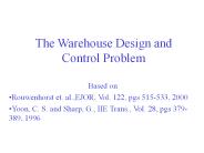 The Warehouse Design and Control Problem