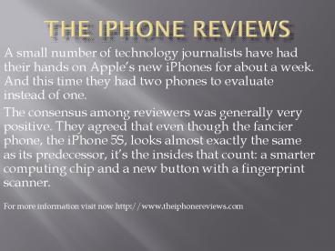 The Iphone Reviews