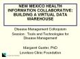 NEW MEXICO HEALTH INFORMATION COLLABORATIVE: BUILDING A VIRTUAL DATA WAREHOUSE PowerPoint PPT Presentation
