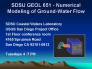 SDSU GEOL 651 - Numerical Modeling of Ground-Water Flow