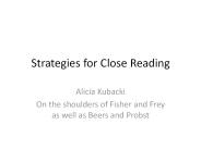 Strategies for Close Reading