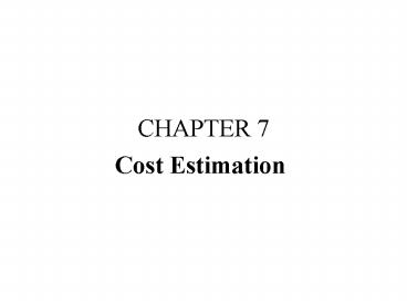 Cost Estimation
