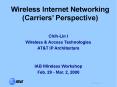 Wireless Internet Networking (Carriers PowerPoint PPT Presentation