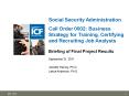 Social Security Administration  Call Order 0002: Business Strategy for Training, Certifying and Recruiting Job Analysts Briefing of Final Project Results PowerPoint PPT Presentation