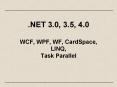 .NET 3.0, 3.5, 4.0 WCF, WPF, WF, CardSpace, LINQ, Task Parallel PowerPoint PPT Presentation