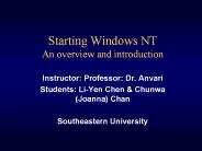 Starting Windows NT An overview and introduction