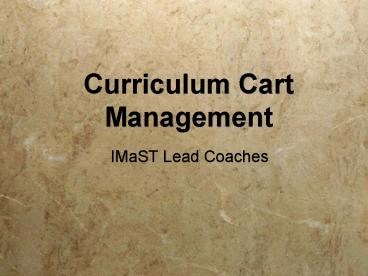 Curriculum Cart Management