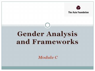 Gender Analysis and Frameworks