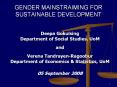 GENDER MAINSTRAIMING FOR SUSTAINABLE DEVELOPMENT PowerPoint PPT Presentation