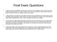 Final Exam Questions PowerPoint PPT Presentation