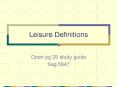 Leisure Definitions PowerPoint PPT Presentation