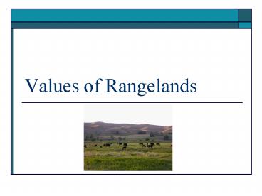 Values of Rangelands