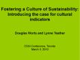 Fostering a Culture of Sustainability: Introducing the case for cultural indicators PowerPoint PPT Presentation