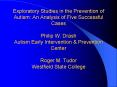 Exploratory Studies in the Prevention of Autism: An Analysis of Five Successful Cases Philip W. Drash Autism Early Intervention PowerPoint PPT Presentation