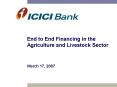 End to End Financing in the Agriculture and Livestock Sector PowerPoint PPT Presentation