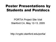 Poster Presentations by Students and Postdocs